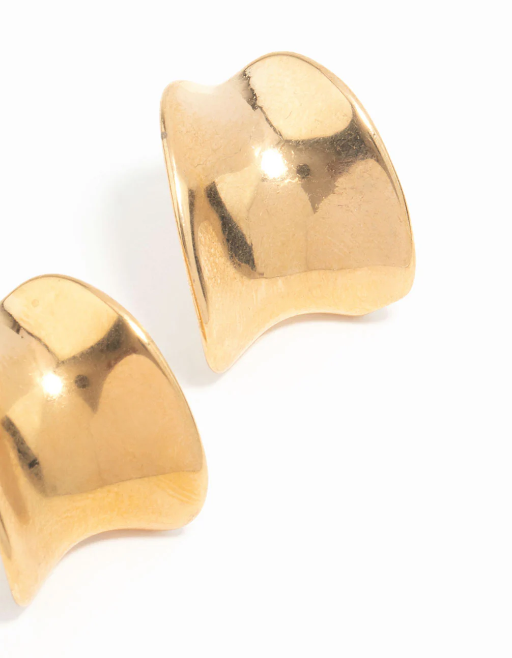 Waterproof Gold Plated Stainless Steel Rounded Hoop Stud Earrings - Image 5