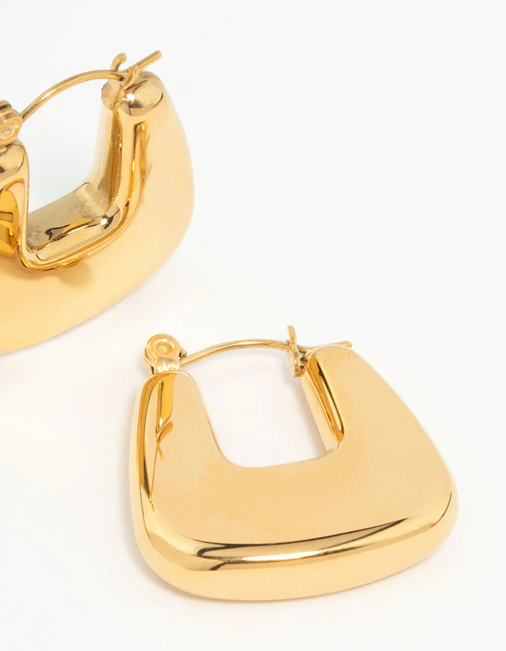 Waterproof Gold Plated Stainless Steel Rounded Square Hoop Earrings - Image 5