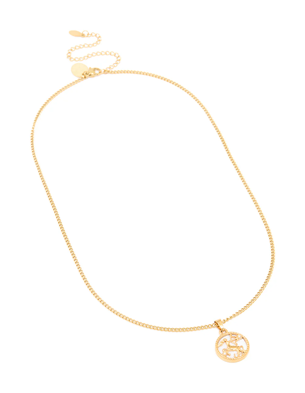 Waterproof Gold Plated Stainless Steel Sagittarius Circle  Zodiac Sign Necklace - Image 4