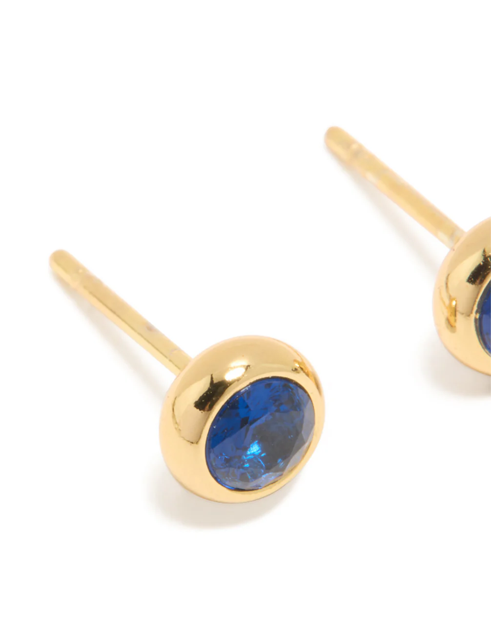 Waterproof Gold Plated Stainless Steel Sapphire Cubic Zirconia September Birthstone Bezel Set Stud Earrings - Image 4