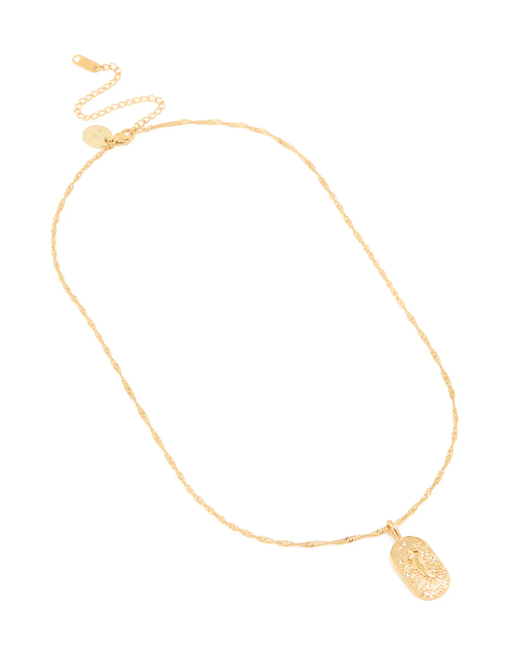 Waterproof Gold Plated Stainless Steel Scorpio Tab Necklace - Image 2