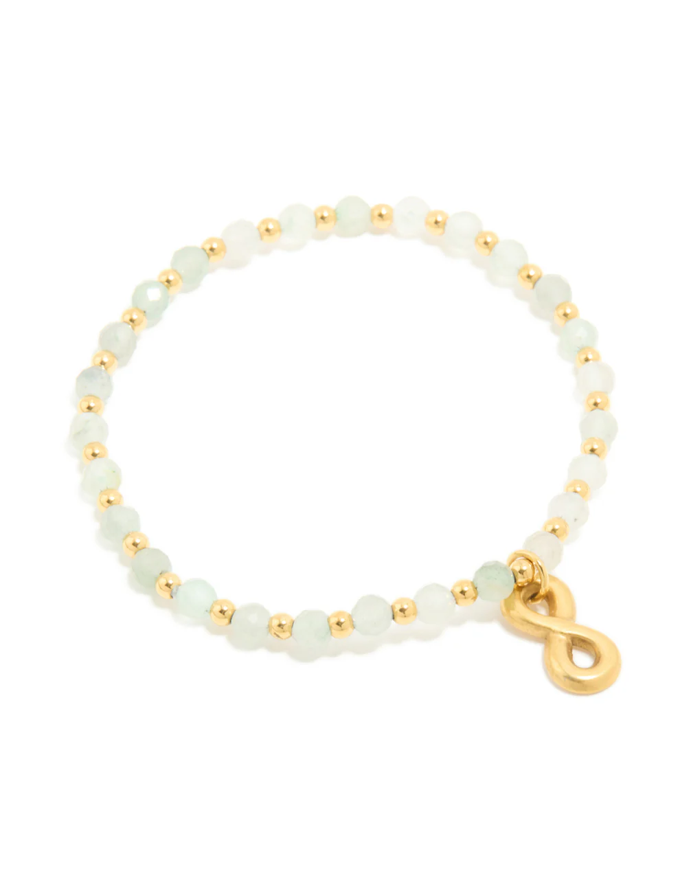Waterproof Gold Plated Stainless Steel Semi Precious Infinity Stretch Bracelet - Image 2
