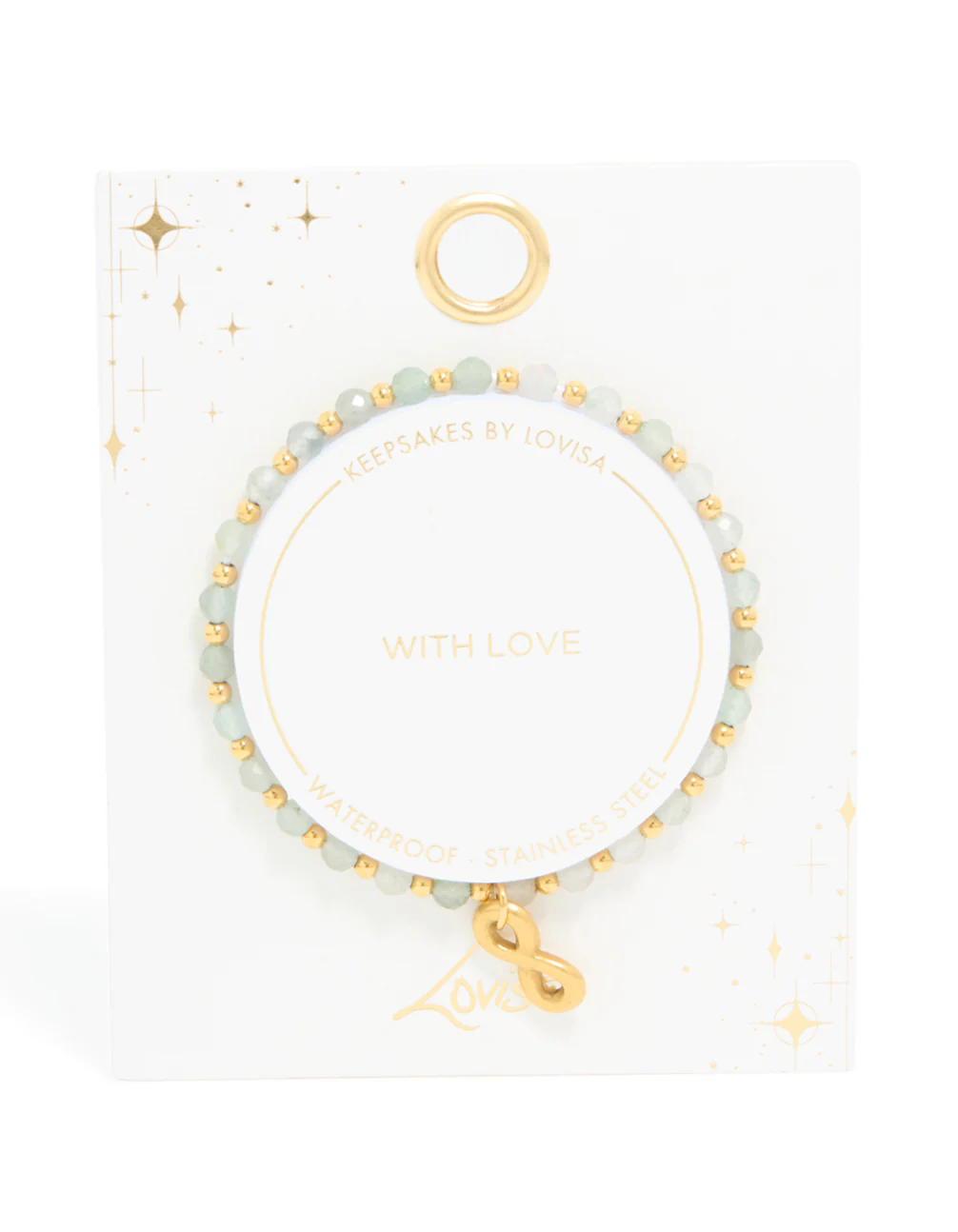 Waterproof Gold Plated Stainless Steel Semi Precious Infinity Stretch Bracelet - Image 5