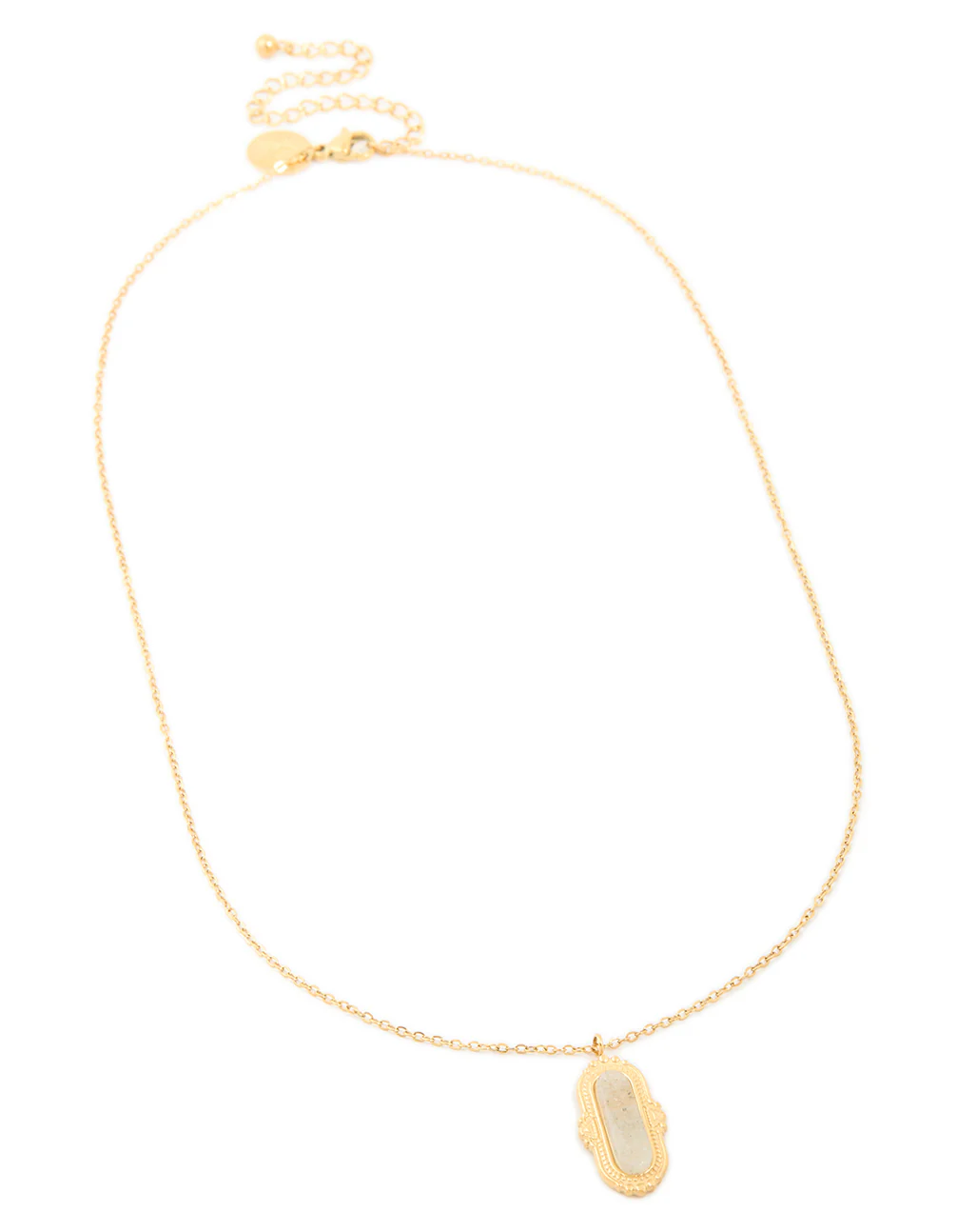 Waterproof Gold Plated Stainless Steel Semi Precious Stone Rectangle Boho Necklace - Image 4