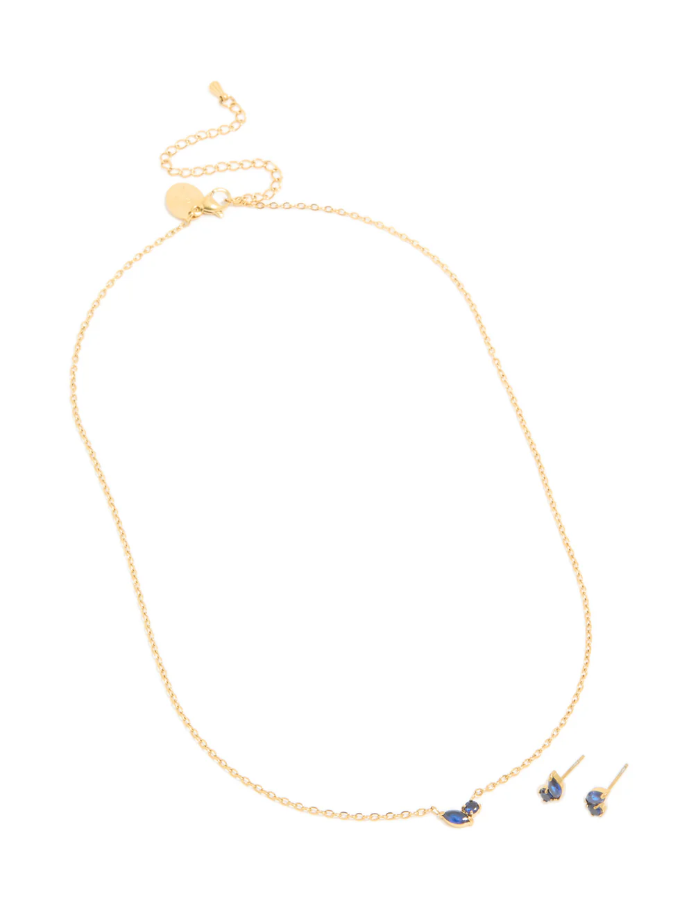 Waterproof Gold Plated Stainless Steel September Cubic Zirconia Birthstone Necklace & Earrings Set - Image 2