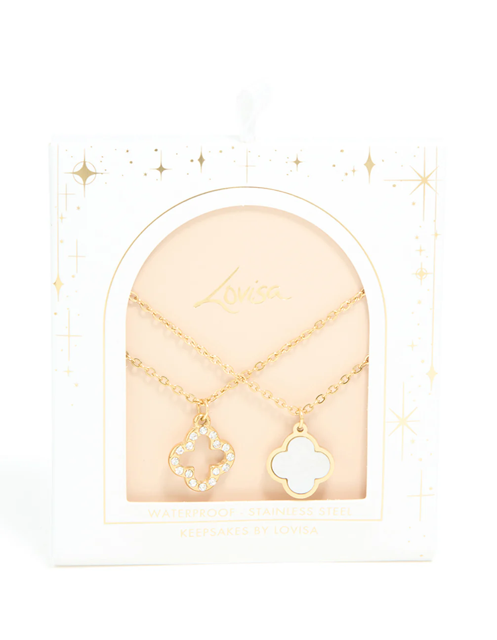 Waterproof Gold Plated Stainless Steel Shell Flower Necklaces 2 Pack - Image 3