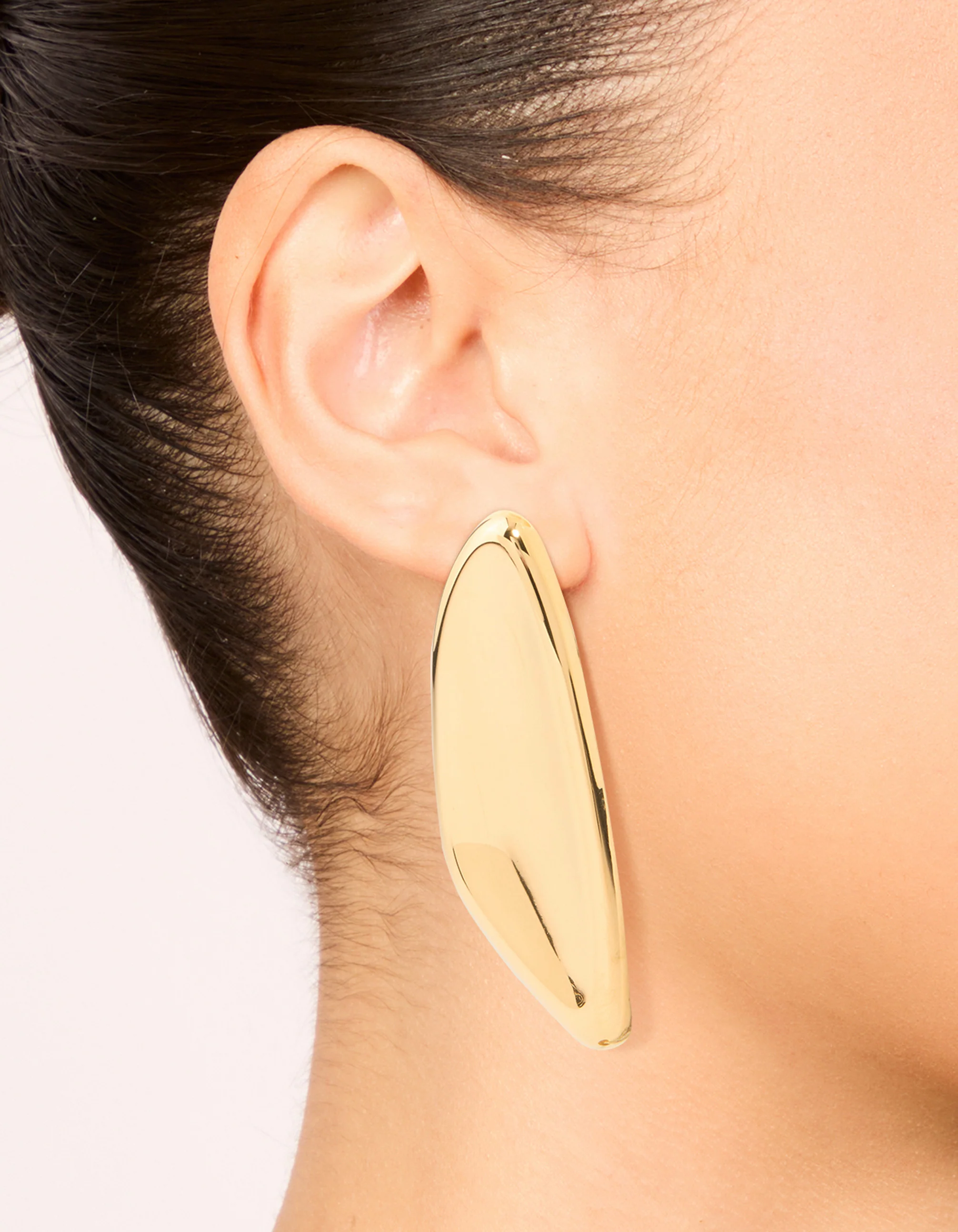 Waterproof Gold Plated Stainless Steel Shield Stud Earrings - Image 2