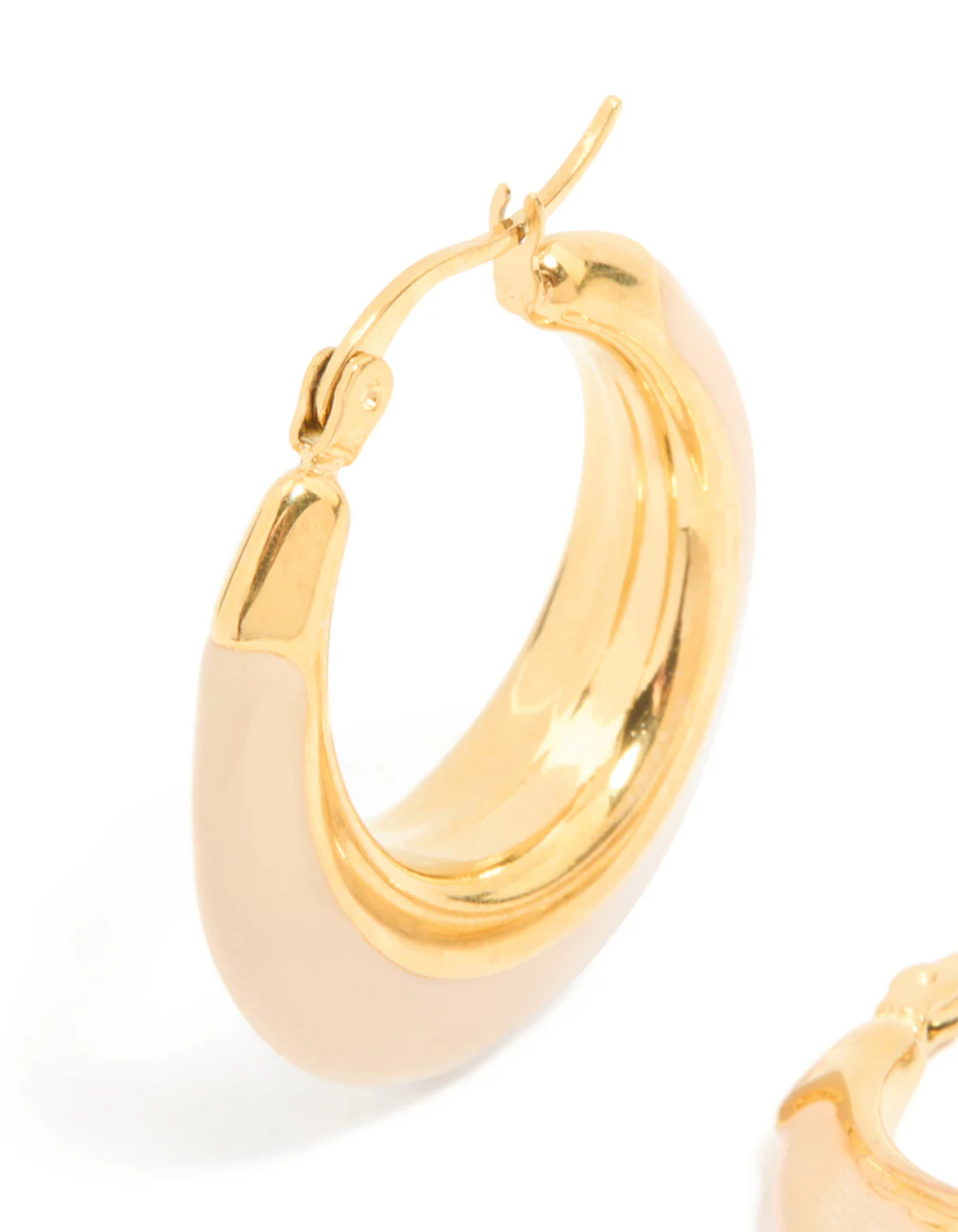 Waterproof Gold Plated Stainless Steel Short Enamel Hoop Earrings - Image 4