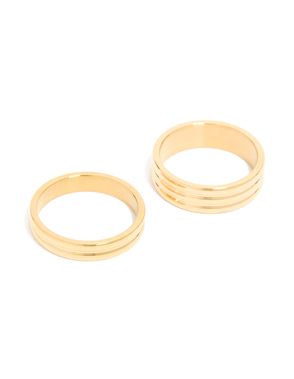 Waterproof Gold Plated Stainless Steel Simple Band Stacking Rings 2-Pack - Image 2