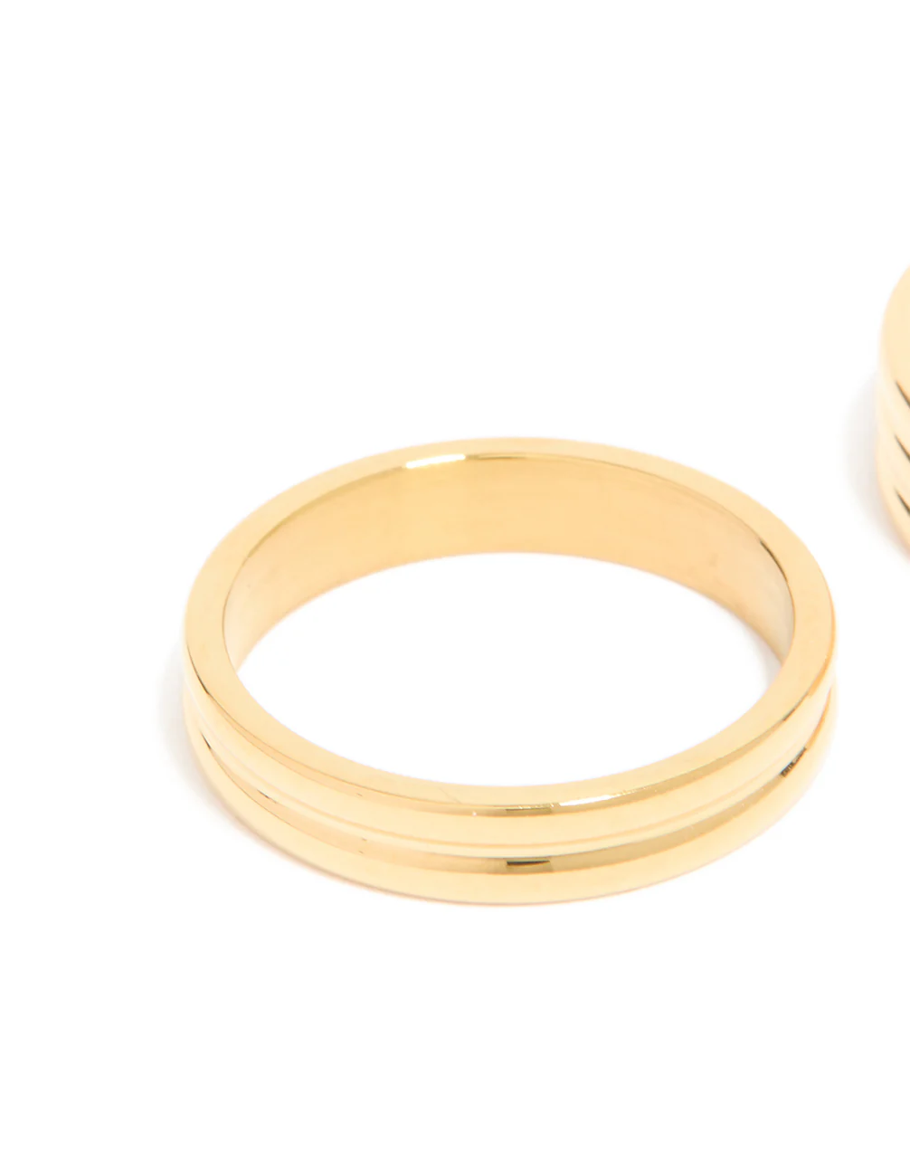 Waterproof Gold Plated Stainless Steel Simple Band Stacking Rings 2-Pack - Image 4
