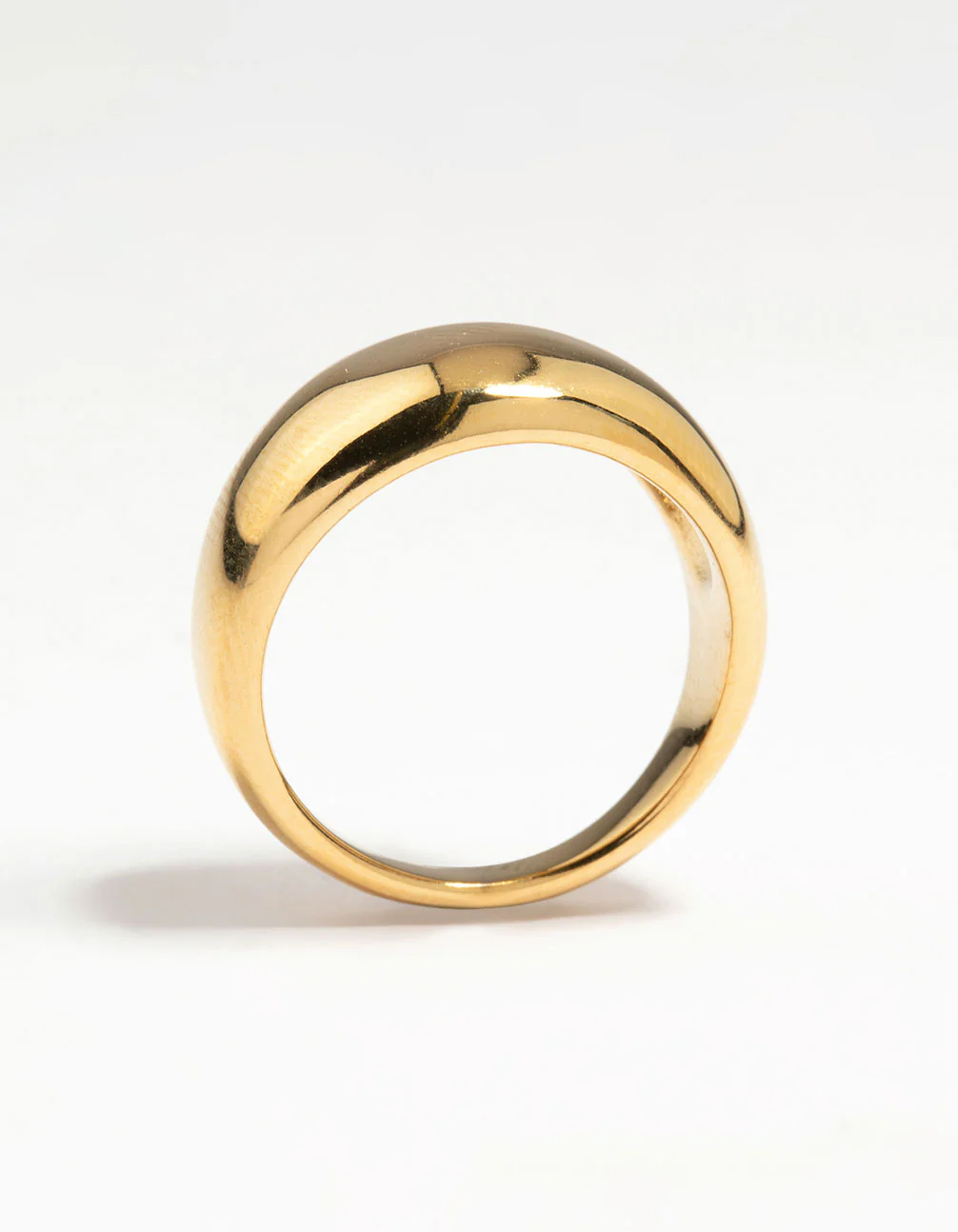 Waterproof Gold Plated Stainless Steel Sleek Chunky Ring - Image 3