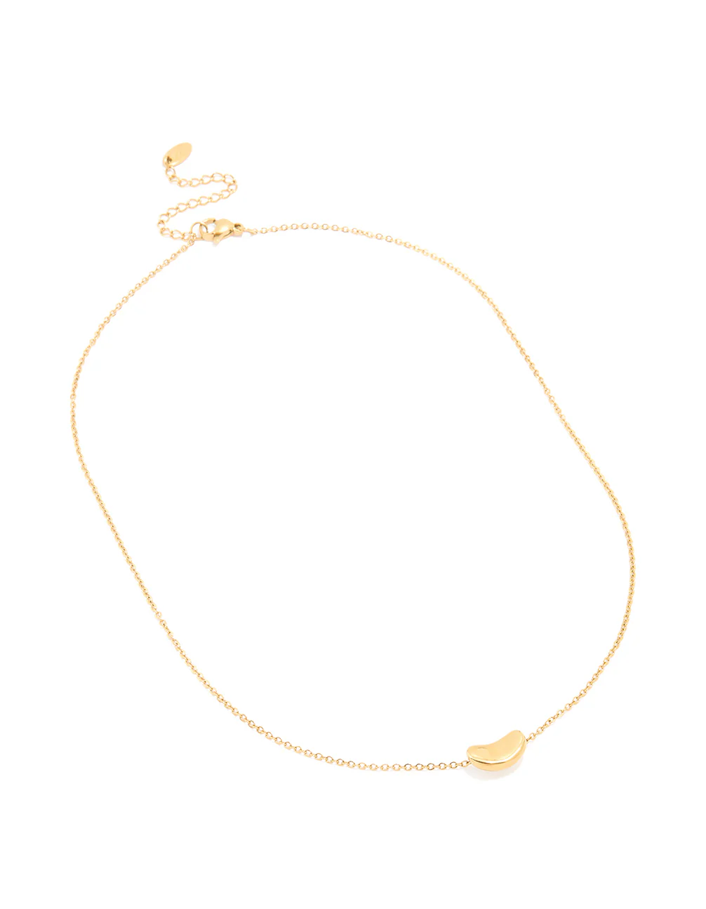 Waterproof Gold Plated Stainless Steel Small Bean Pendant Necklace - Image 2