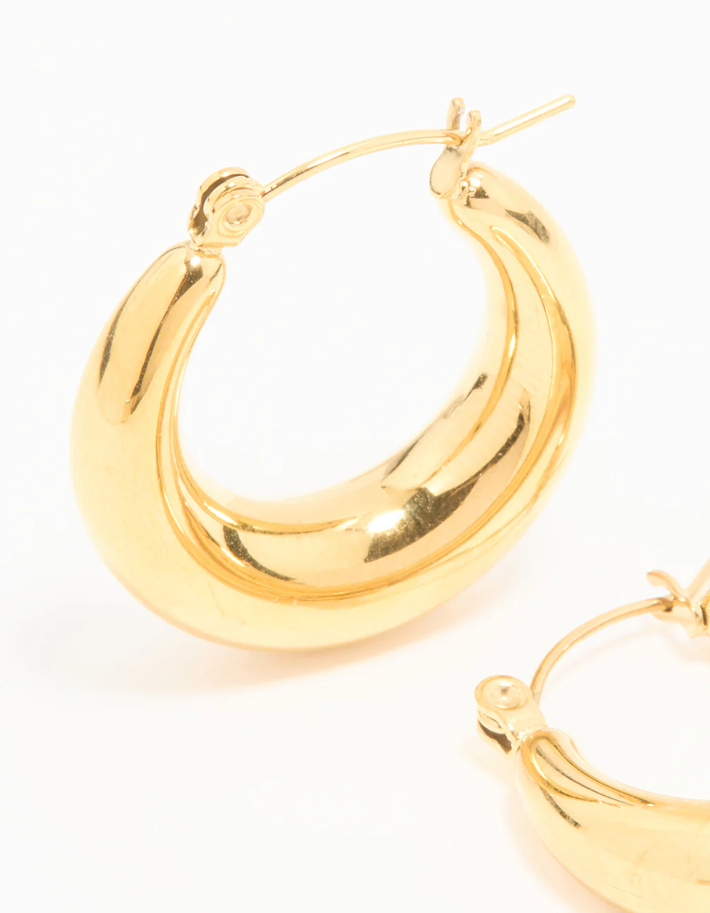 Waterproof Gold Plated Stainless Steel Small Chunky Hoop Earrings - Image 2