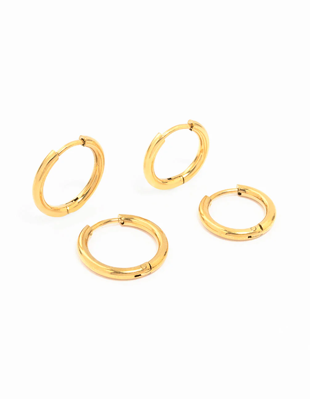 Waterproof Gold Plated  Stainless Steel Small Hoop Earrings 2-Pack - Image 3