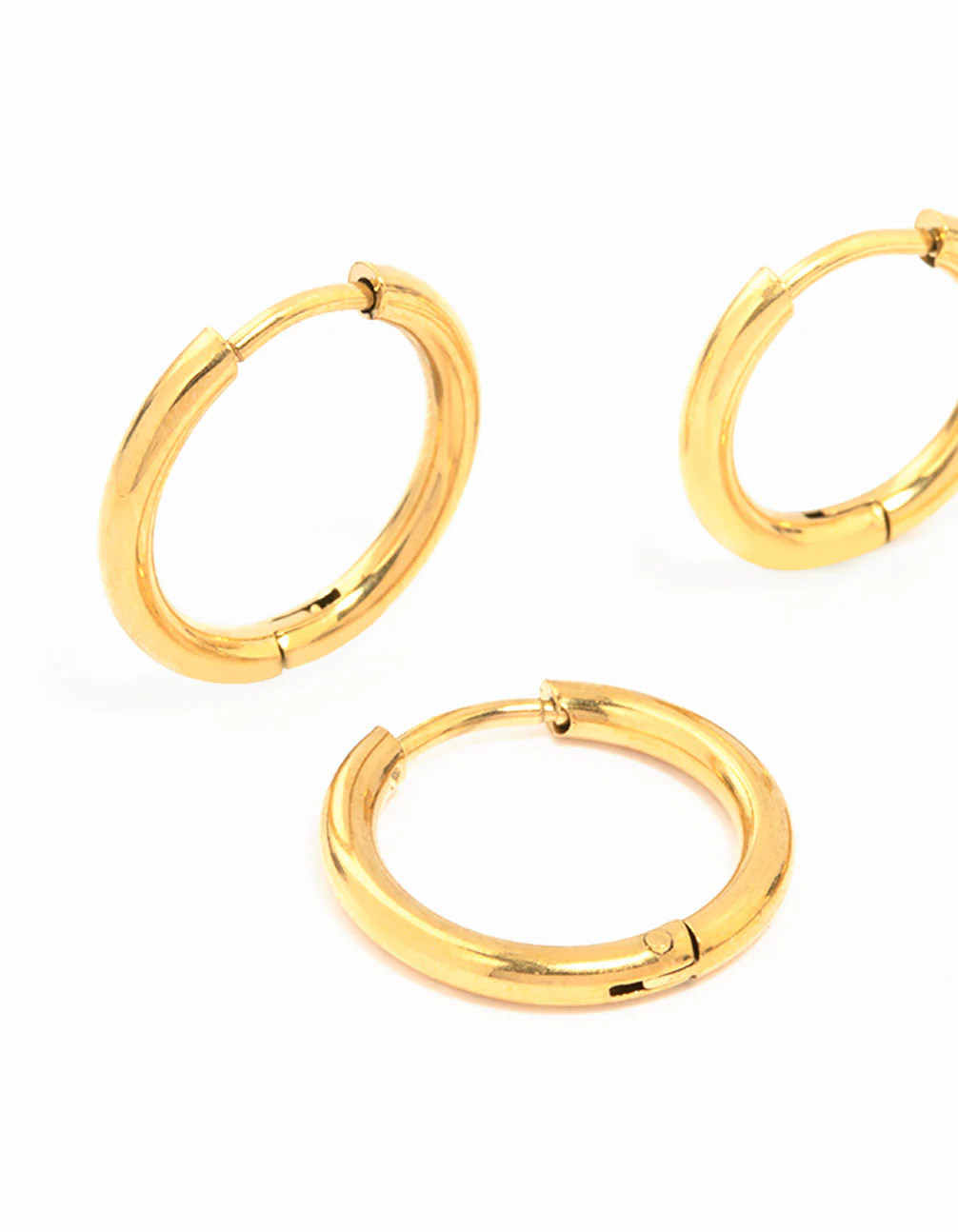 Waterproof Gold Plated  Stainless Steel Small Hoop Earrings 2-Pack - Image 4