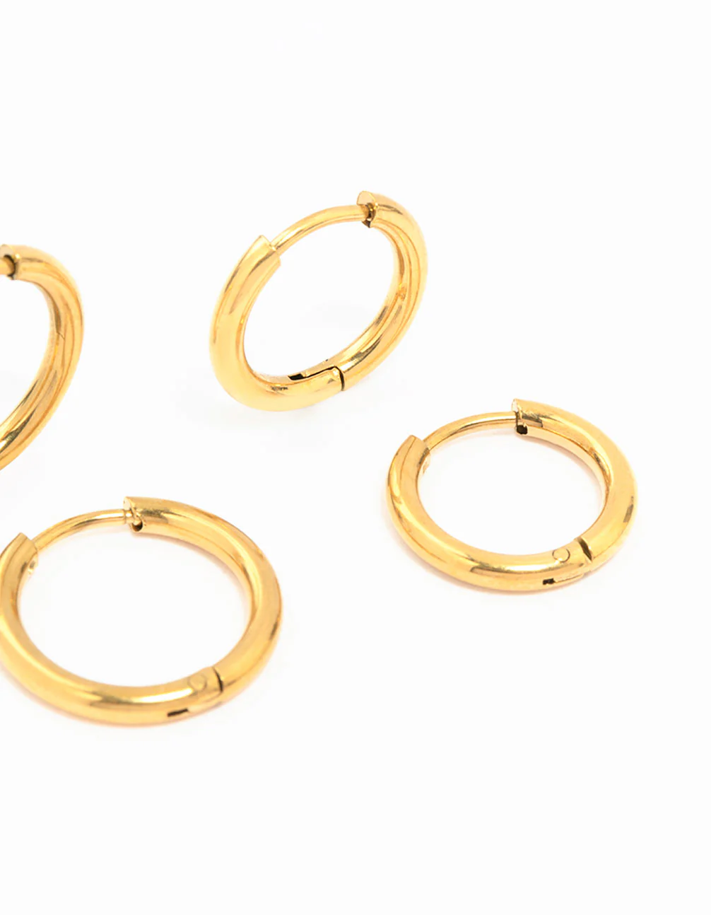 Waterproof Gold Plated  Stainless Steel Small Hoop Earrings 2-Pack - Image 5