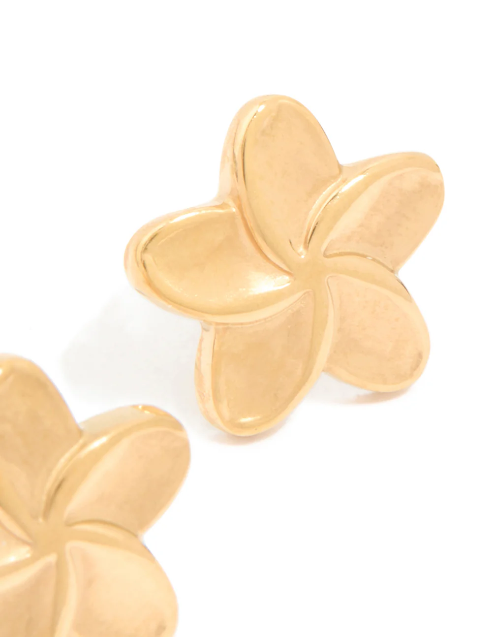 Waterproof Gold Plated Stainless Steel Smooth Flower Stud Earrings - Image 3