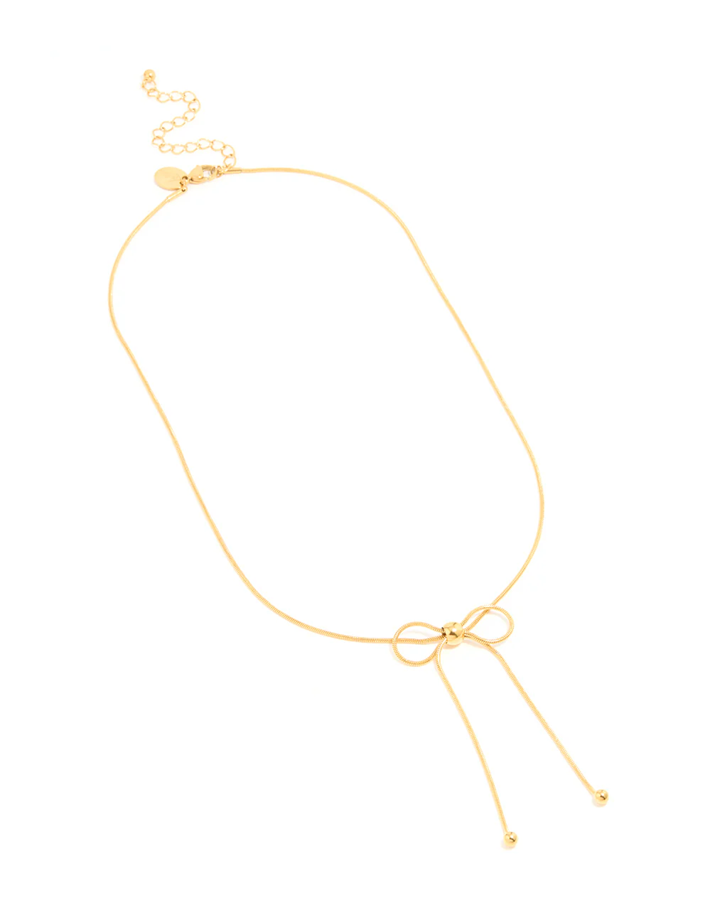 Waterproof Gold Plated Stainless Steel Snake Chain Bow Necklace - Image 4