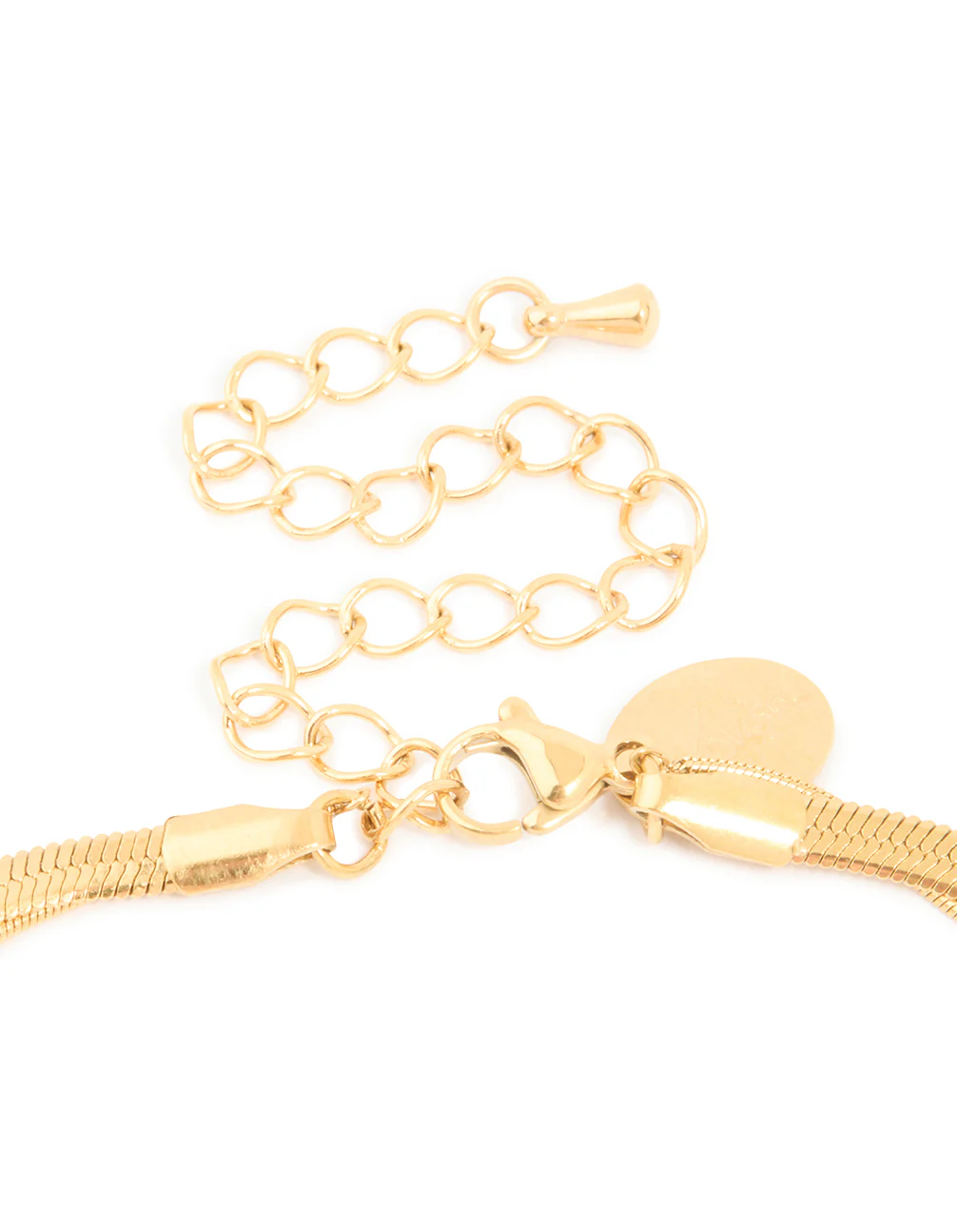 Waterproof Gold Plated Stainless Steel Snake Chain & Heart Pendant Layered Necklace - Image 3