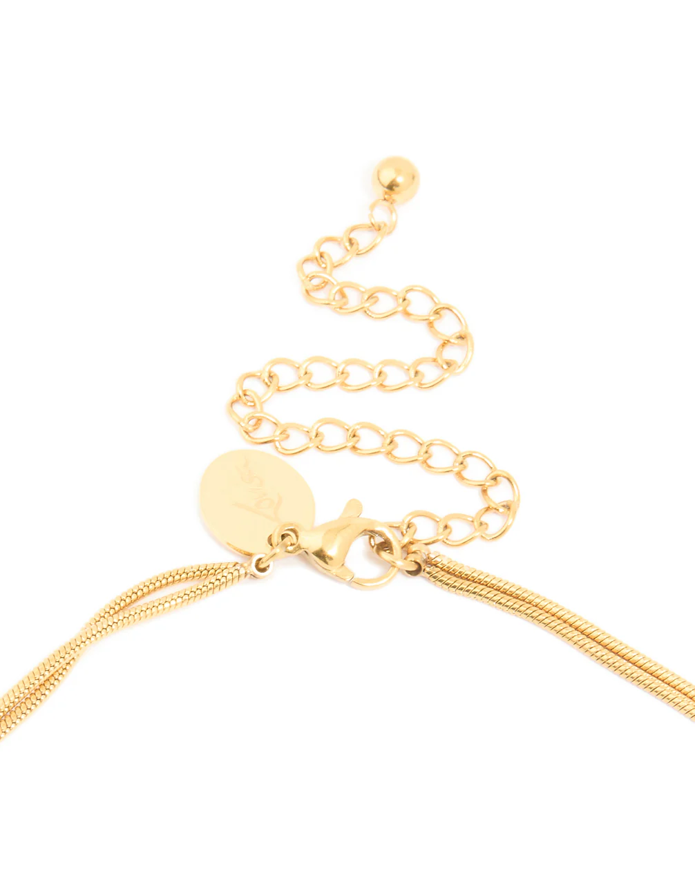 Waterproof Gold Plated Stainless Steel Snake Chain & Open Circle Pendant Layered Necklace - Image 3