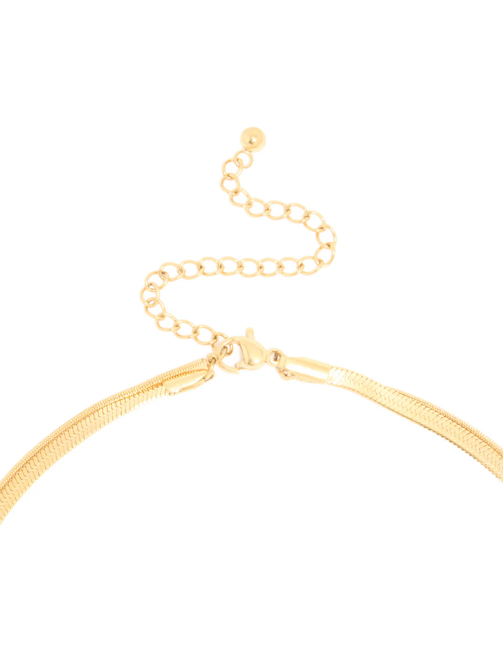 Waterproof Gold Plated Stainless Steel Snake Chain & Pebble Layered Necklace - Image 3