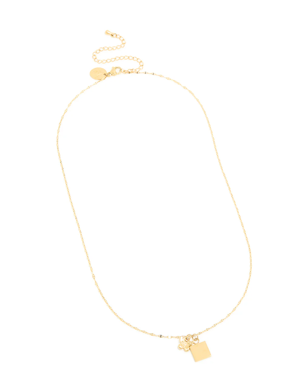 Waterproof Gold Plated Stainless Steel Square & Butterfly Pendant Necklace - Image 4