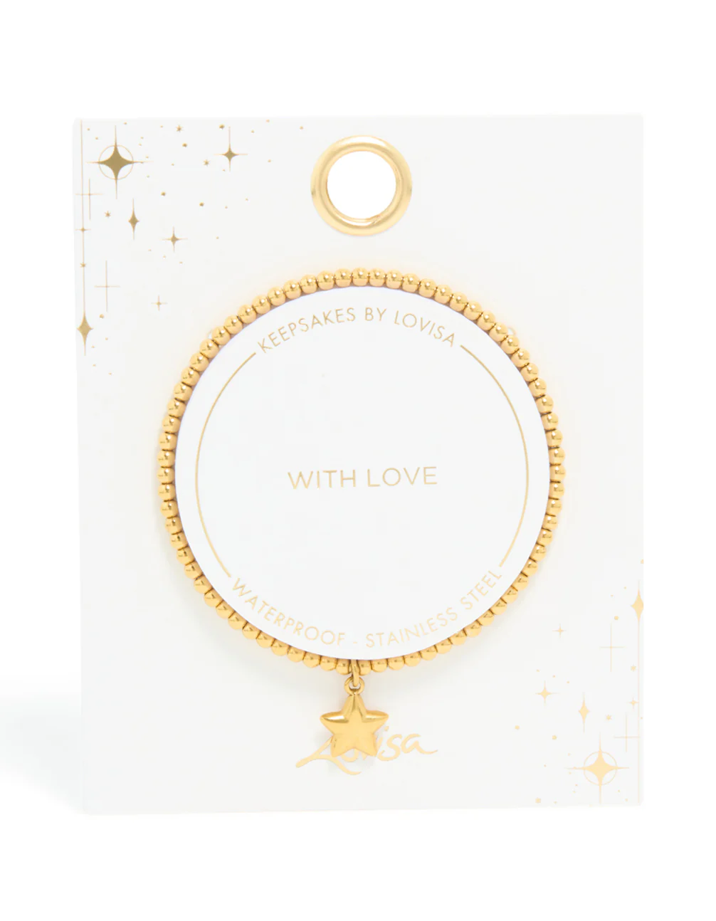 Waterproof Gold Plated Stainless Steel Star Stretch Bracelet - Image 5