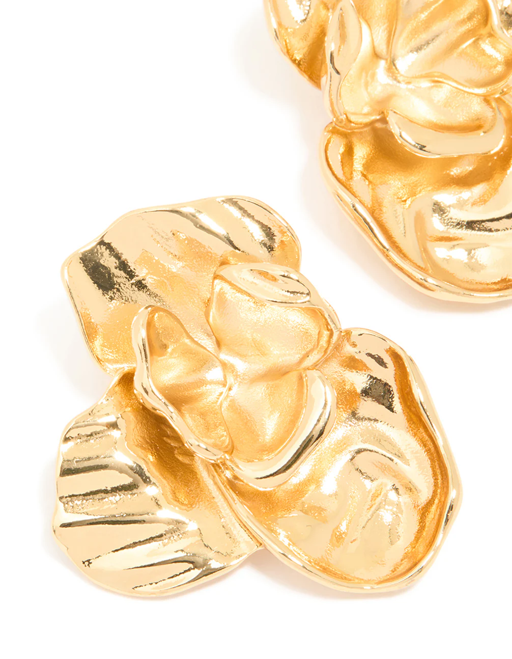 Waterproof Gold Plated Stainless Steel Statement Flower Stud Earrings - Image 2