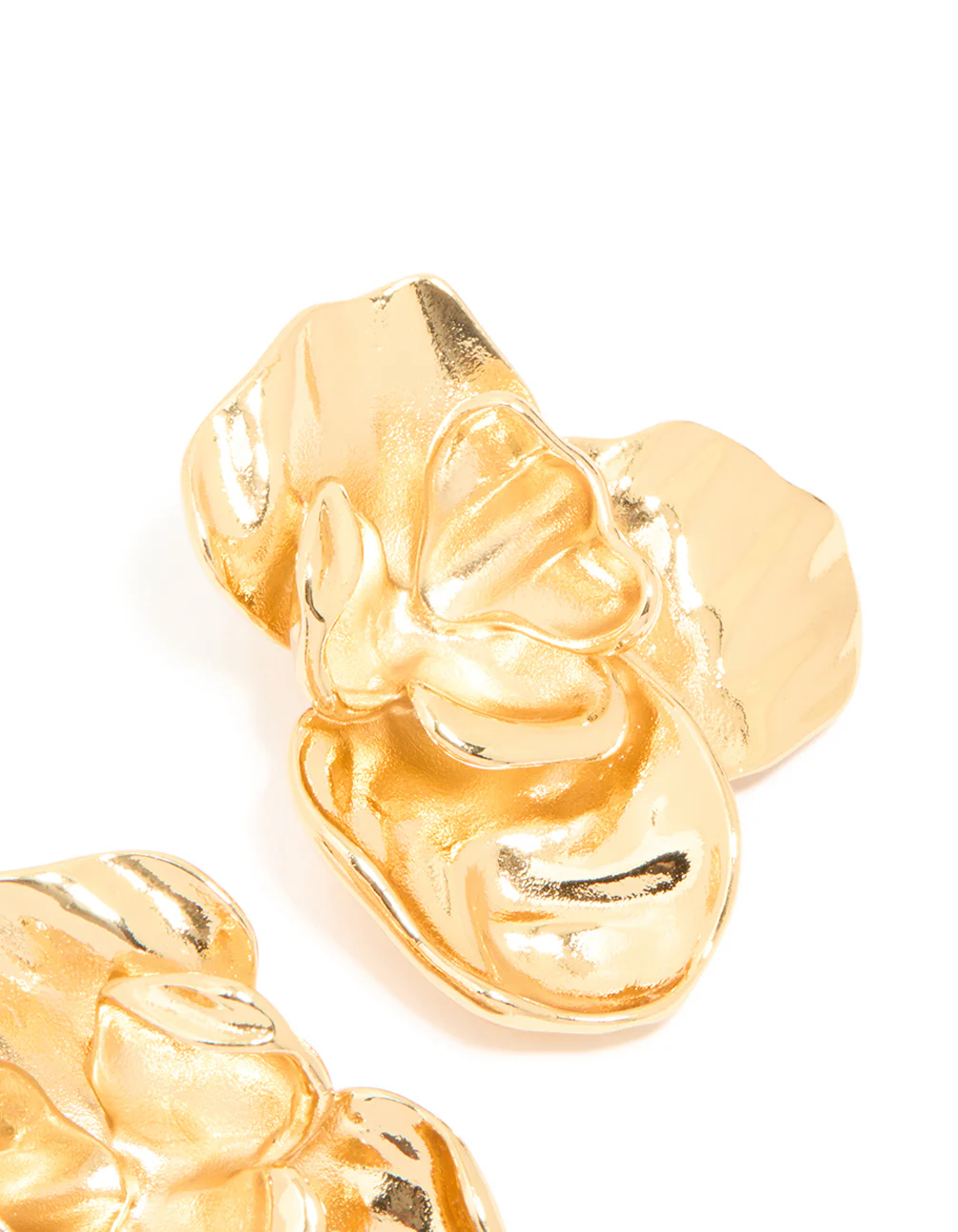 Waterproof Gold Plated Stainless Steel Statement Flower Stud Earrings - Image 3