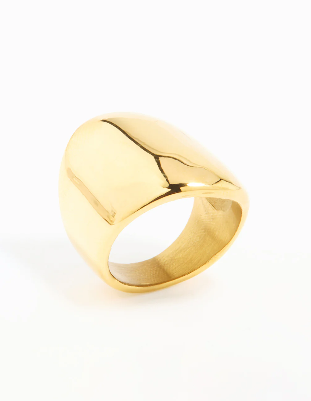 Waterproof Gold Plated Stainless Steel Statement Rectangle Ring - Image 2