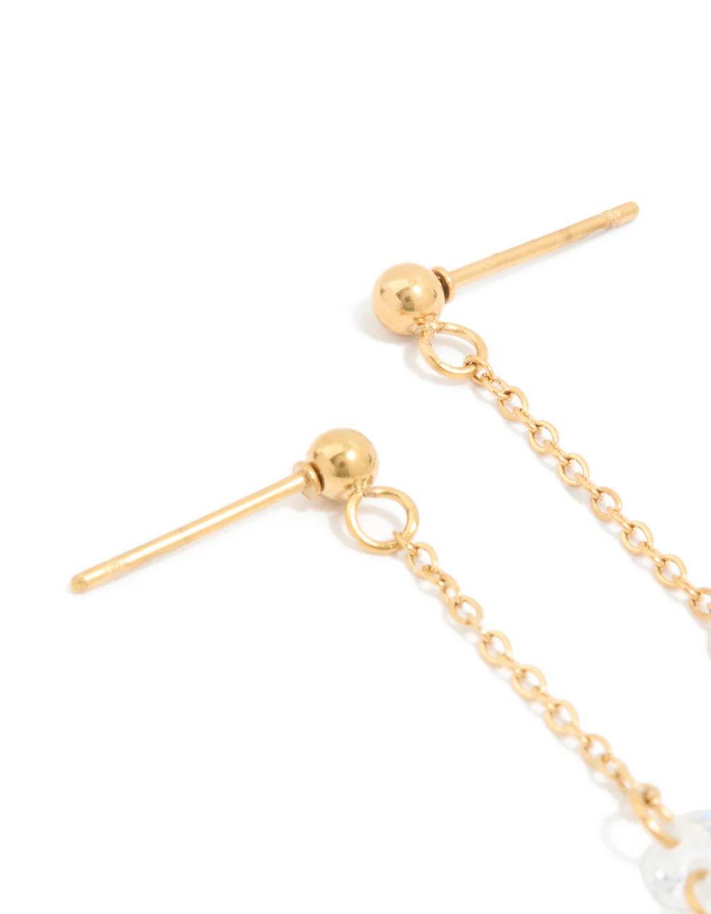 Waterproof Gold Plated Stainless Steel Steel Cubic Zirconia Droplet Chain Earrings - Image 3