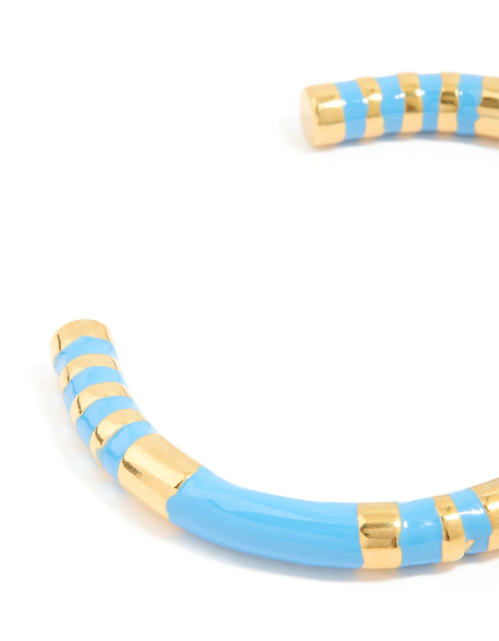 Waterproof Gold Plated Stainless Steel Stripe Blue Enamel Wrist Cuff - Image 5
