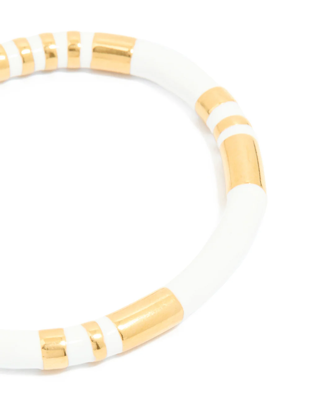 Waterproof Gold Plated Stainless Steel Stripe White Enamel Wrist Cuff - Image 4
