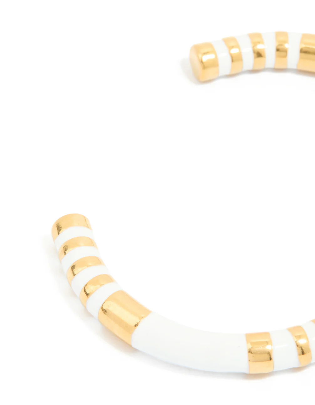 Waterproof Gold Plated Stainless Steel Stripe White Enamel Wrist Cuff - Image 5