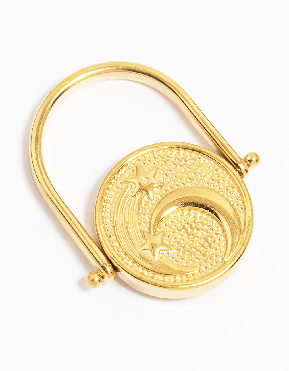Waterproof Gold Plated Stainless Steel Coin Twist Ring - Image 2
