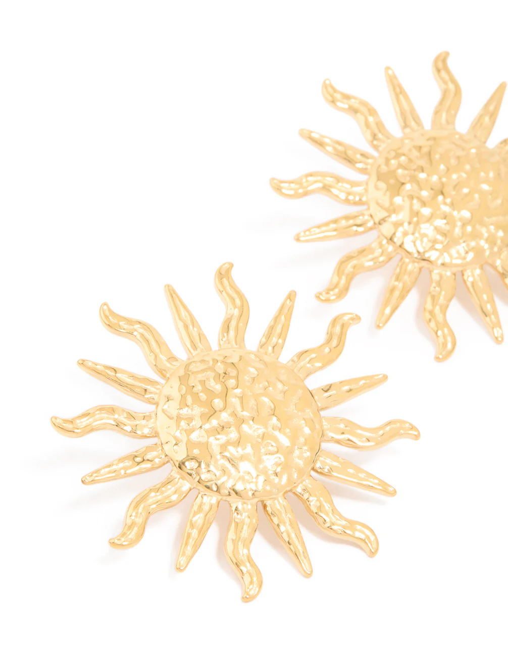 Waterproof Gold Plated Stainless Steel Sun Statement Stud Earrings - Image 4