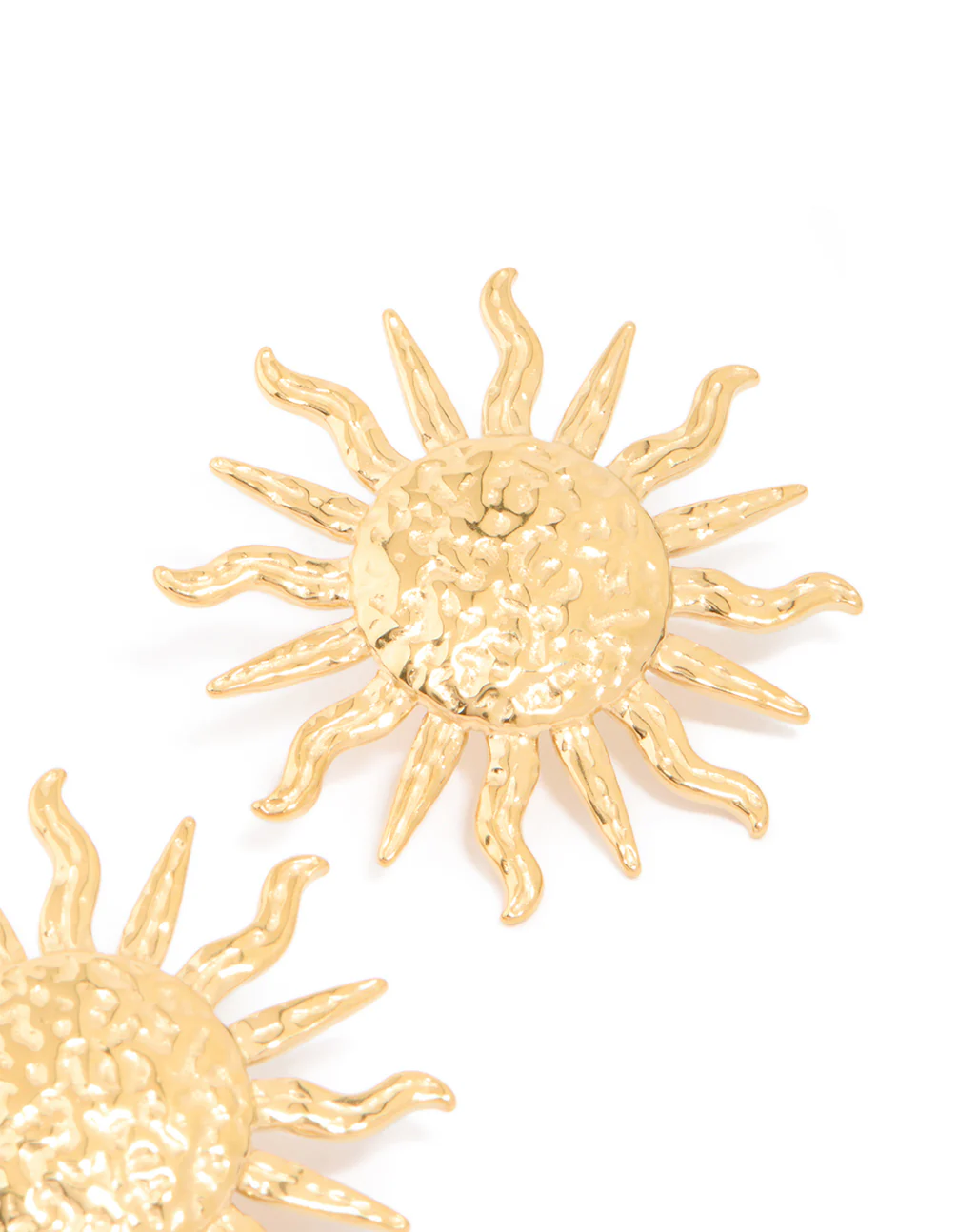 Waterproof Gold Plated Stainless Steel Sun Statement Stud Earrings - Image 5