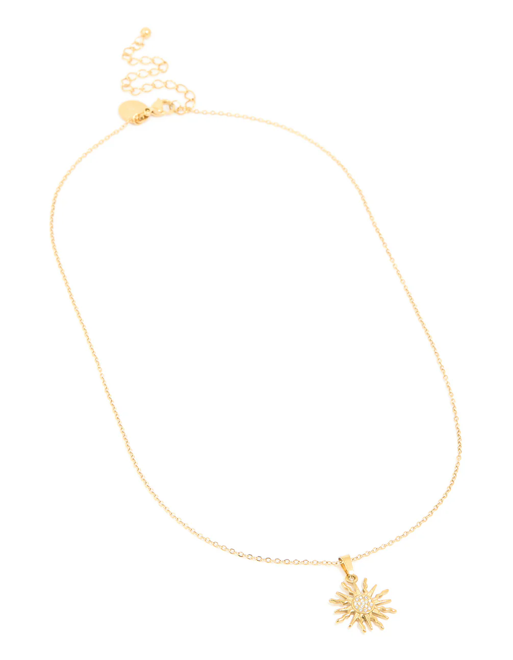 Waterproof Gold Plated Stainless Steel Sunburst Necklace - Image 2