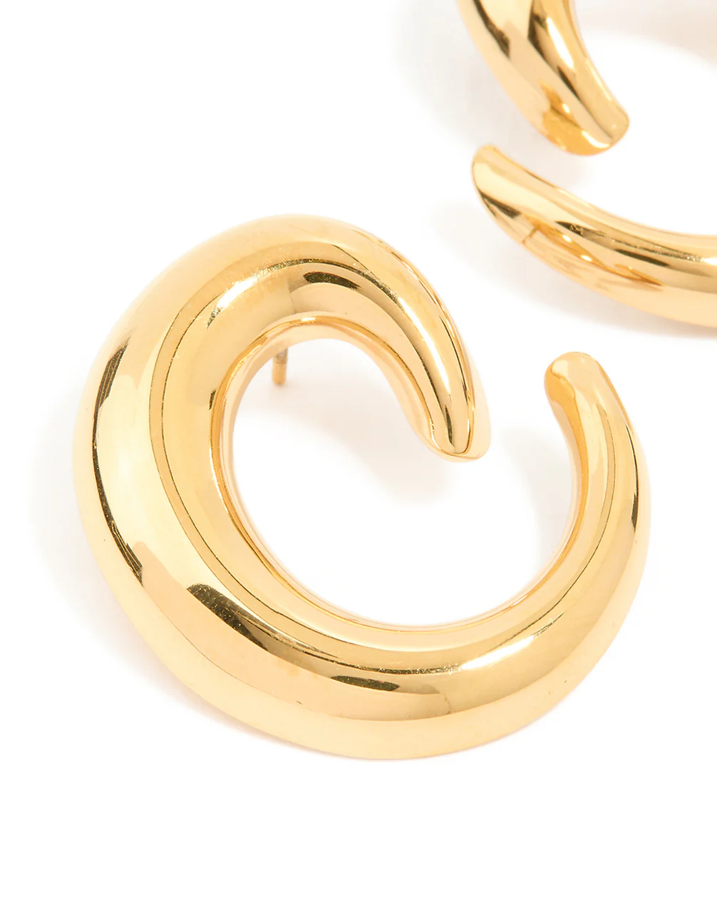 Waterproof Gold Plated Stainless Steel Swirl Statement Stud Earrings - Image 4