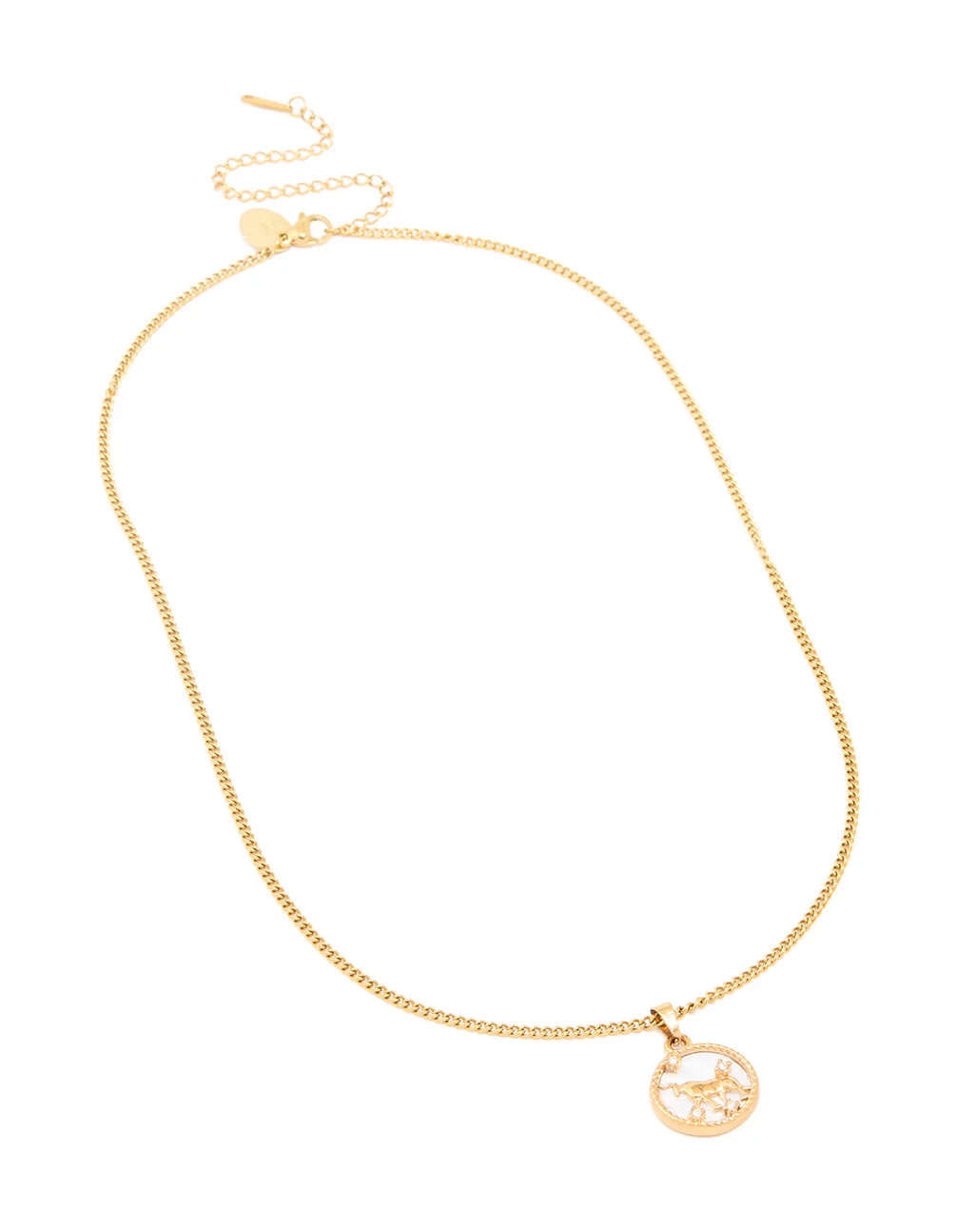 Waterproof Gold Plated Stainless Steel Taurus Circle Zodiac Sign Necklace - Image 4