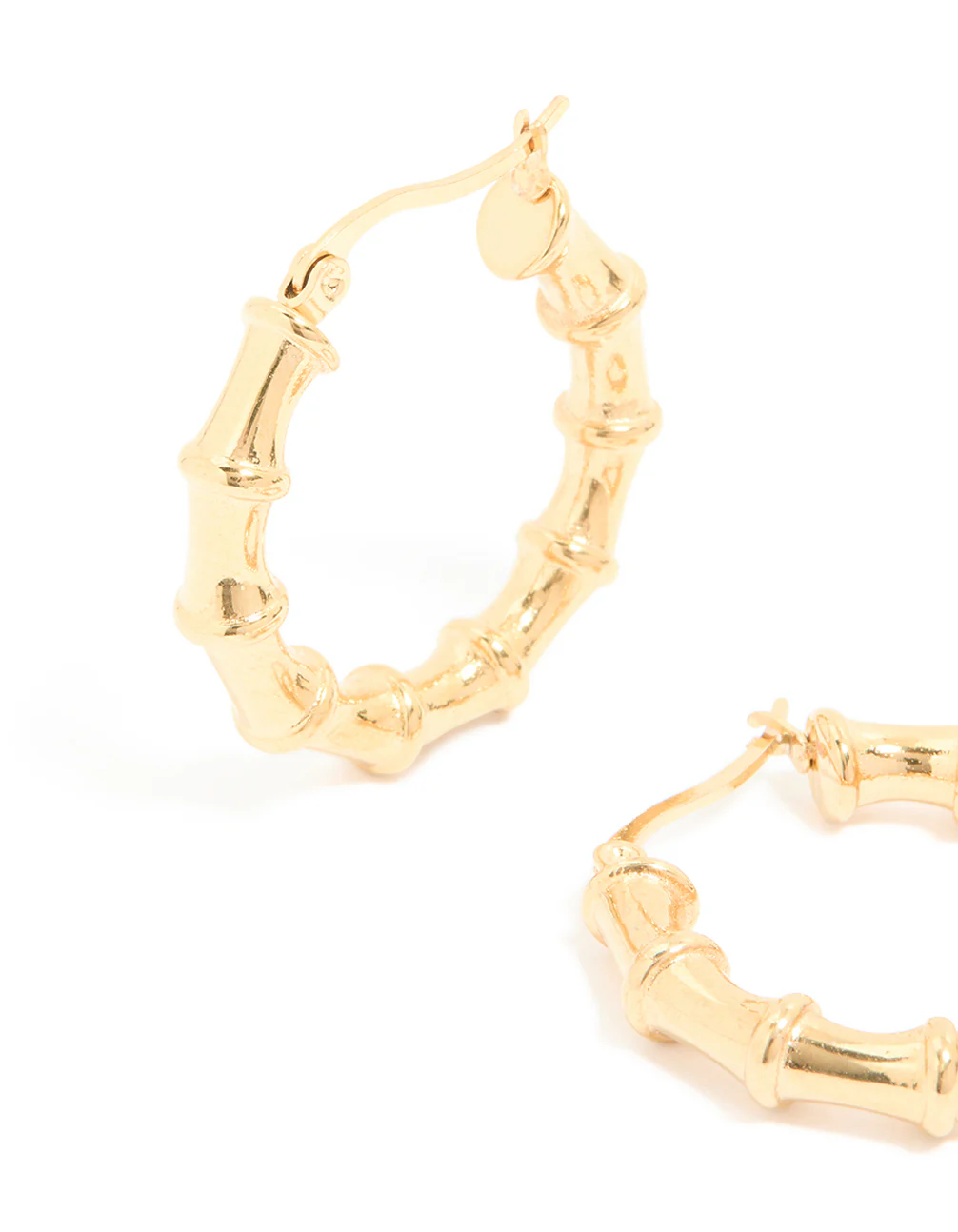 Waterproof Gold Plated Stainless Steel Textured Hoop Earrings 30 MM - Image 2