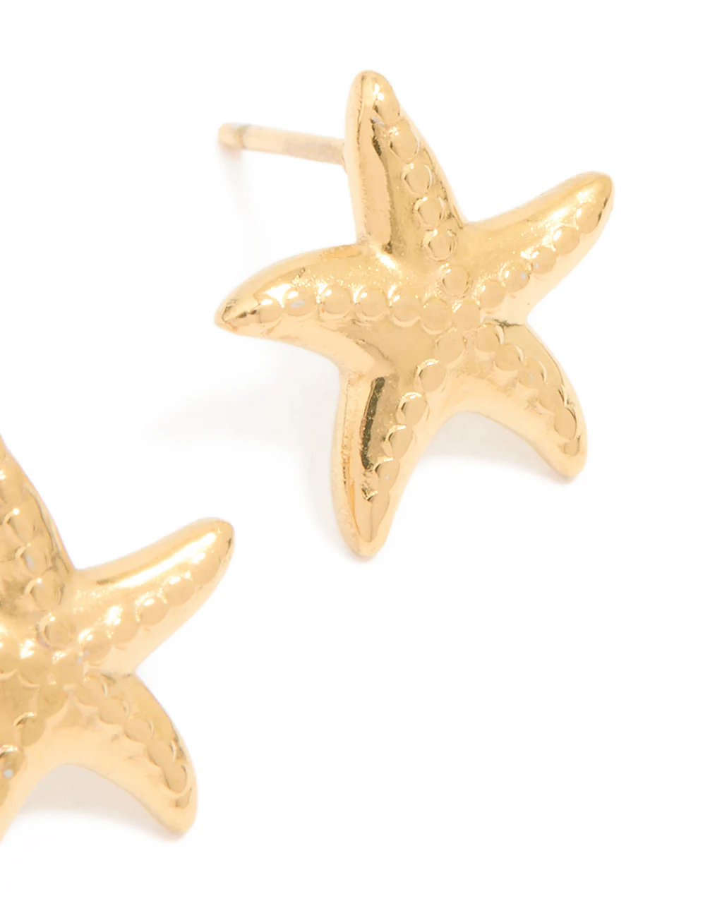Waterproof Gold Plated Stainless Steel Textured Starfish Stud Earrings - Image 5
