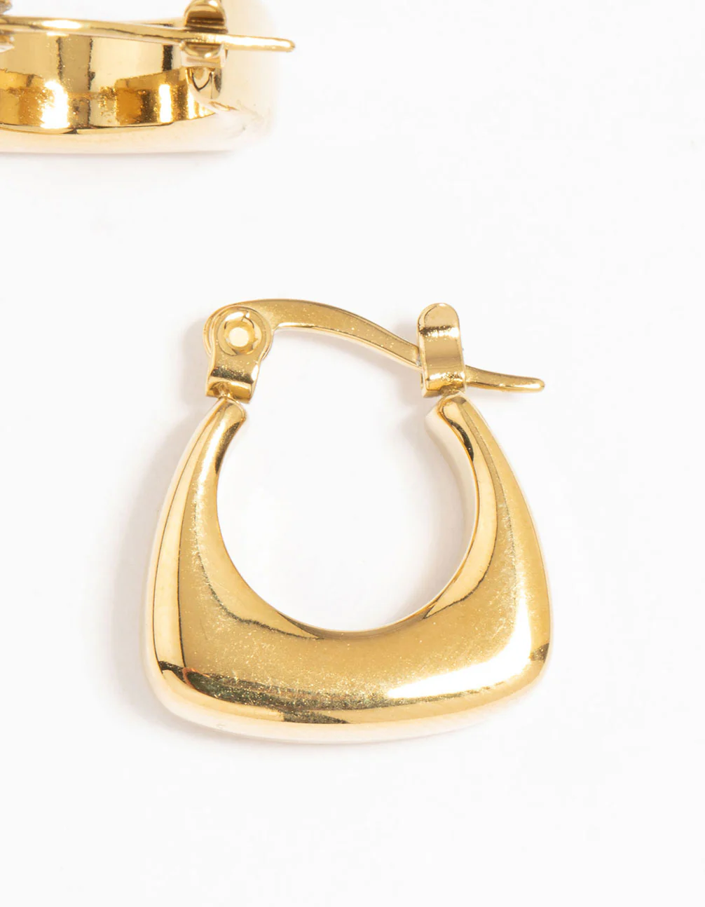 Waterproof Gold Plated Stainless Steel Thick Bottom Curved Hoop Earrings - Image 5
