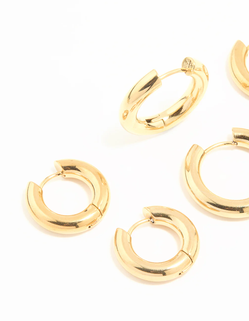 Waterproof Gold Plated Stainless Steel Thick Earrings 3-Pack - Image 2