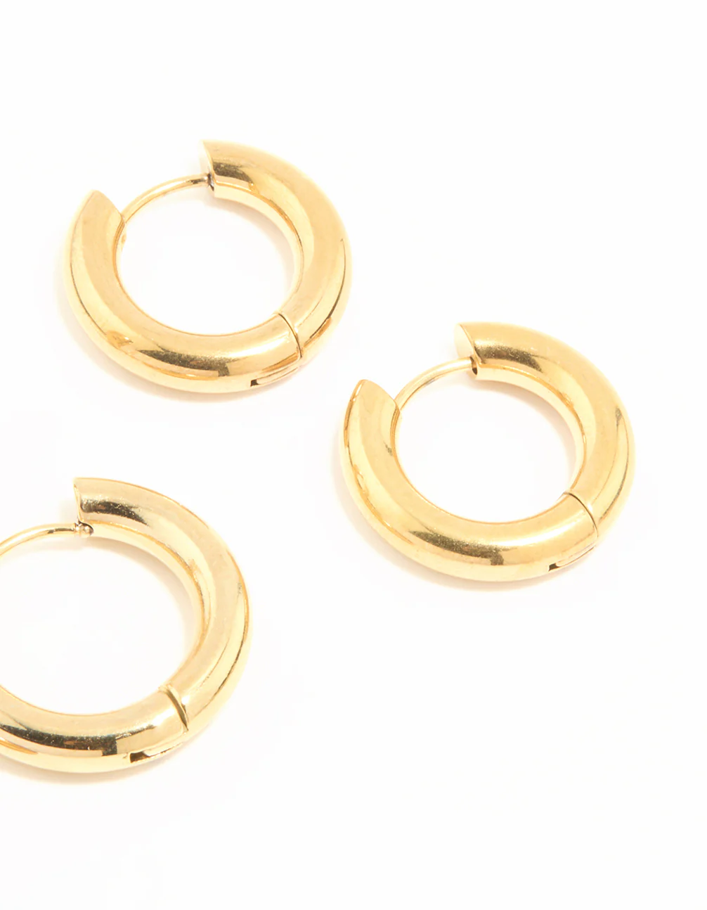 Waterproof Gold Plated Stainless Steel Thick Earrings 3-Pack - Image 3