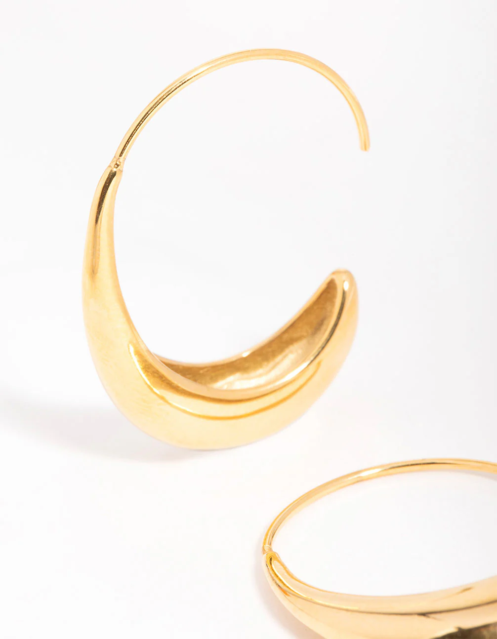 Waterproof Gold Plated Stainless Steel Thick Half Hoop Earrings - Image 4