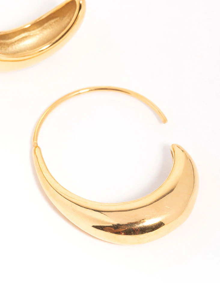 Waterproof Gold Plated Stainless Steel Thick Half Hoop Earrings - Image 5