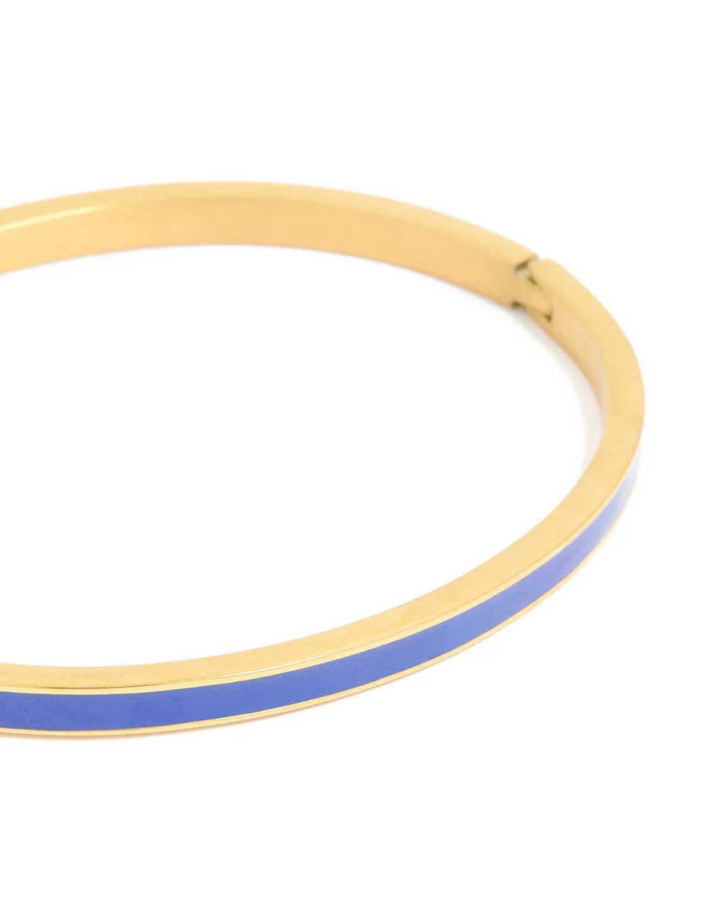 Waterproof Gold Plated Stainless Steel Thin Blue Enamel Hinged Bangle - Image 4