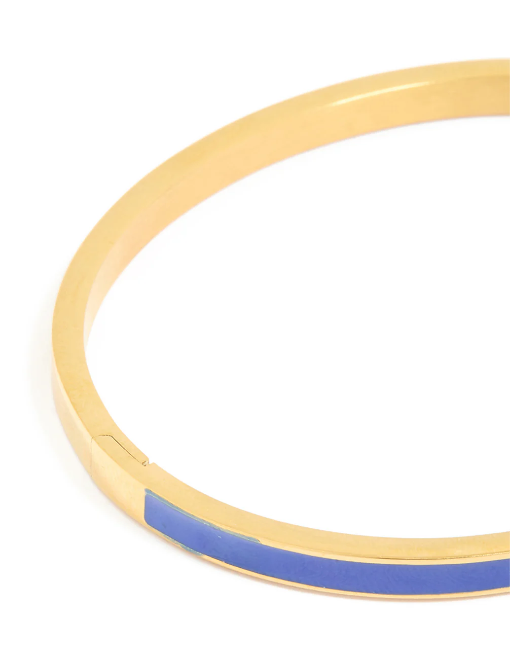 Waterproof Gold Plated Stainless Steel Thin Blue Enamel Hinged Bangle - Image 5