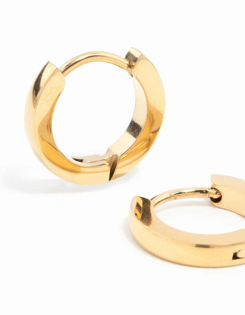 Waterproof Gold Plated Stainless Steel Thin Clicker Earrings - Image 4